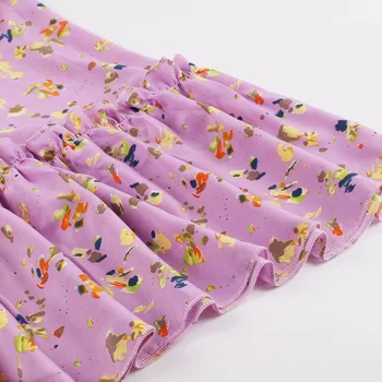 Tonval Haine Vintage pentru Femei Multicolor Floral Rochie Elegantă Cravată Gâtului Single-Breasted Zburli Tiv Midi Rochii de Vara