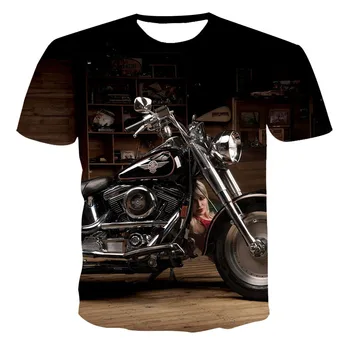 Vara Noi 3D de Imprimare T-Shirt Motocicleta de Imprimare Gât Rotund Moda Casual T-Shirt pentru Bărbați Și Femei de Toate-Meci Scurt cu Mâneci lungi XXS-6