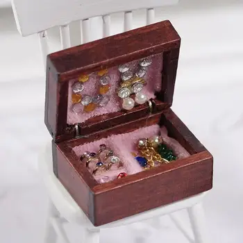 1:12 Mini Simulare Cutie de Bijuterii Model de casă de Păpuși în Miniatură Accesorii de Mobilier de Epocă Machiaj Cazul Copiilor DIY Papusa Consumabile