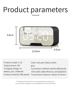 LED Ceas Deșteptător Difuzor Portabil Bluetooth Super Bass Wireless Difuzoare Stereo Ceas pentru Decor Acasă